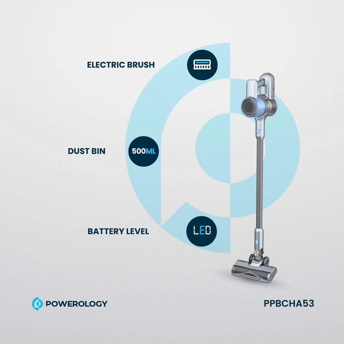 Powerology Cordless Stick Vacuum Cleaner with Detachable Battery Dark Grey – image 7