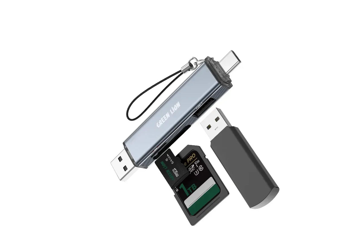 Green Lion 3 in 1 Card Reader with USB A USB C Connectivity Gray – image 2