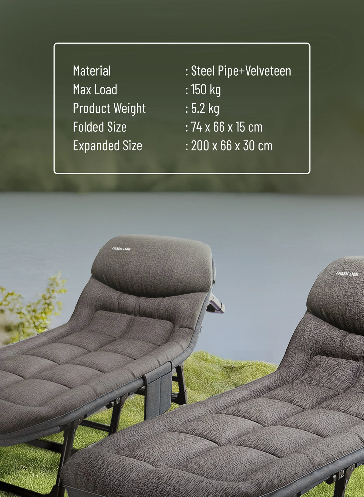 Green Lion Foldable Camping Bed Gray – image 8