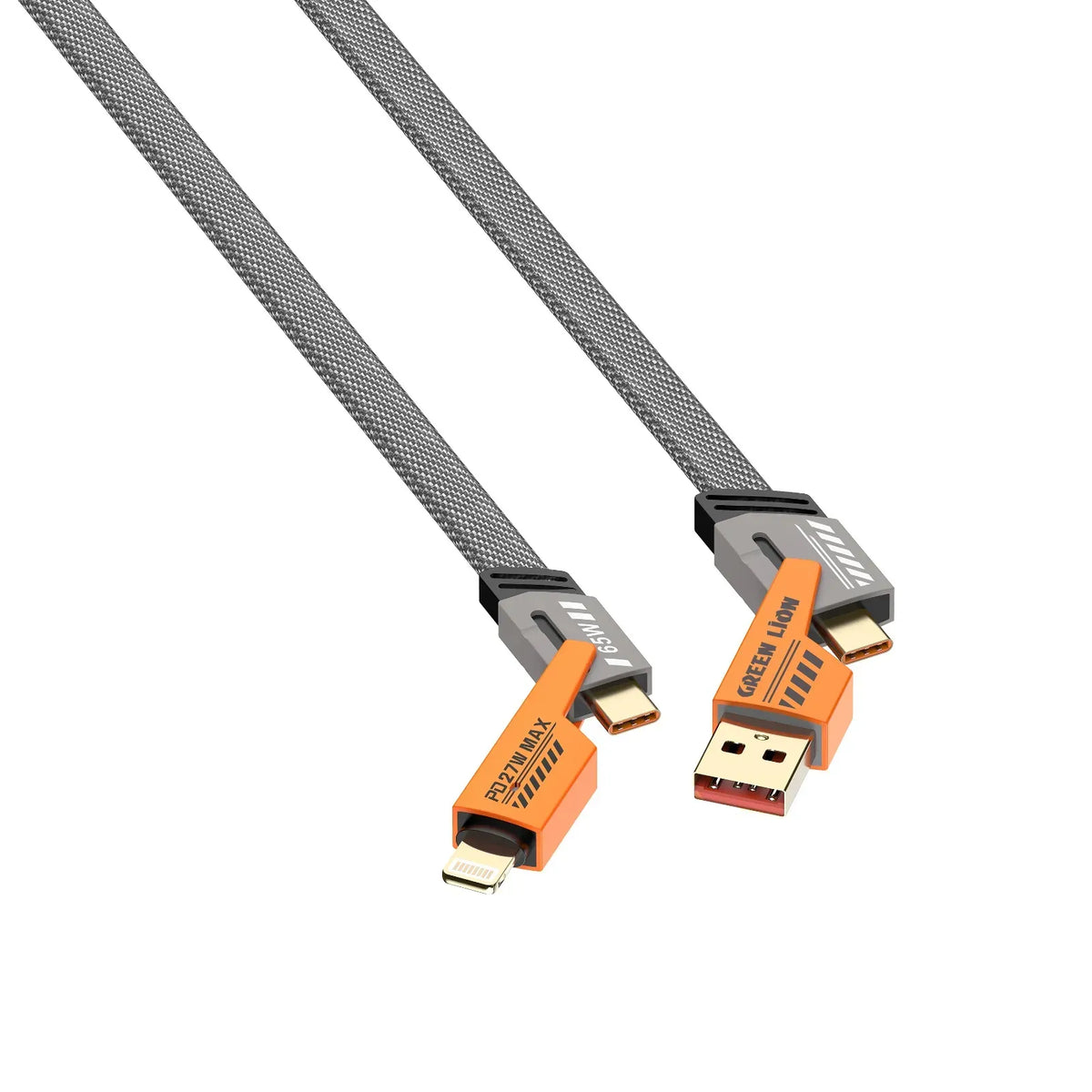 Green Lion 2 in 2 Braided Fast Charging Cable 65 W 1.2 M - Orange – image 2