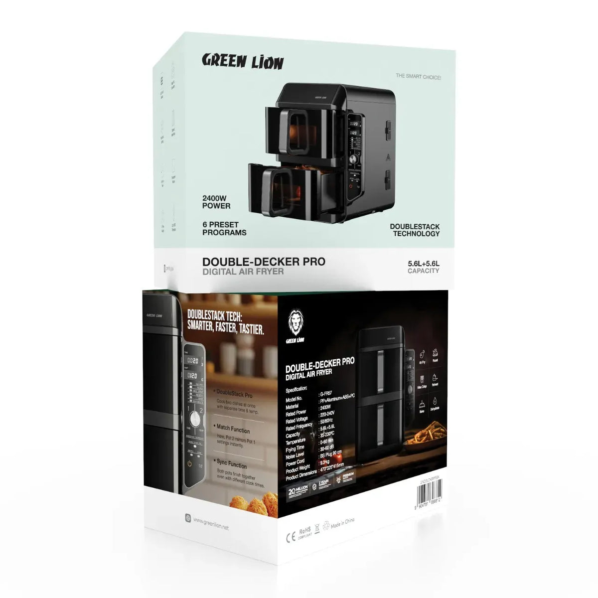 Green Lion Double-Decker Pro Digital Air Fryer - Black – image 2