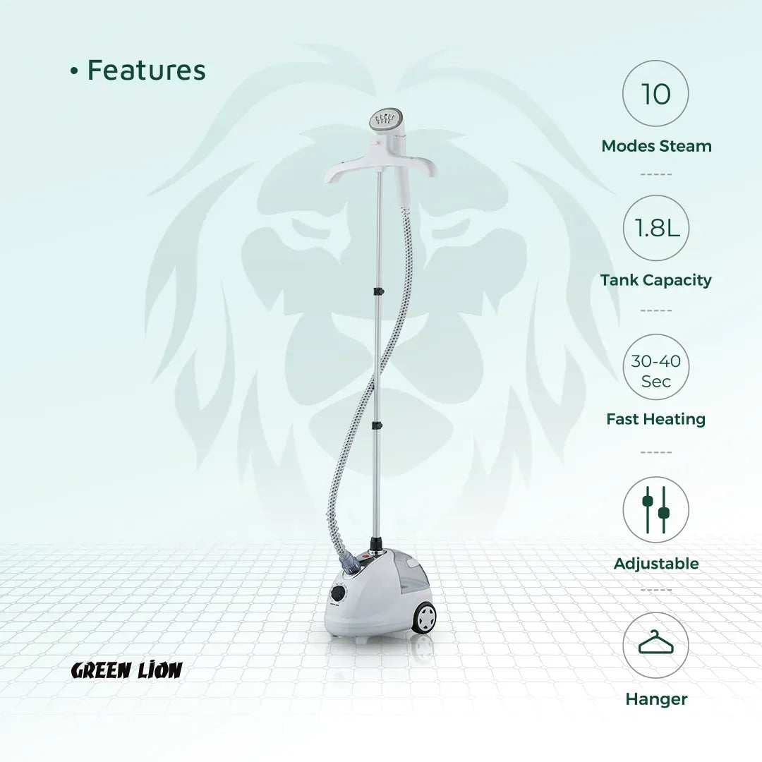 Green Lion Portable Household Garment Steamer 5 Functional 2000w 1 8l White – image 5