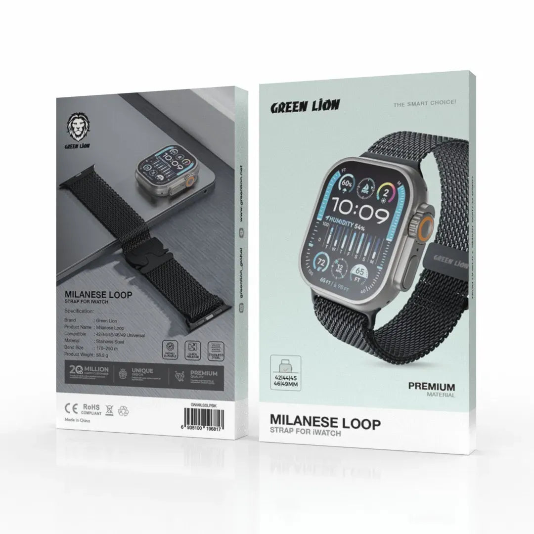 Green Lion Milanese Loop Strap Fori Watch - Black – image 2