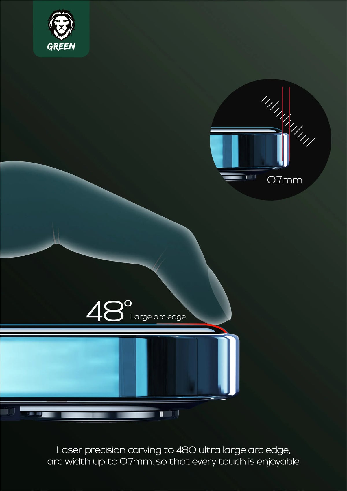 Green Lion 9 HSteve HD Screen Protector - Black Edge/Clear