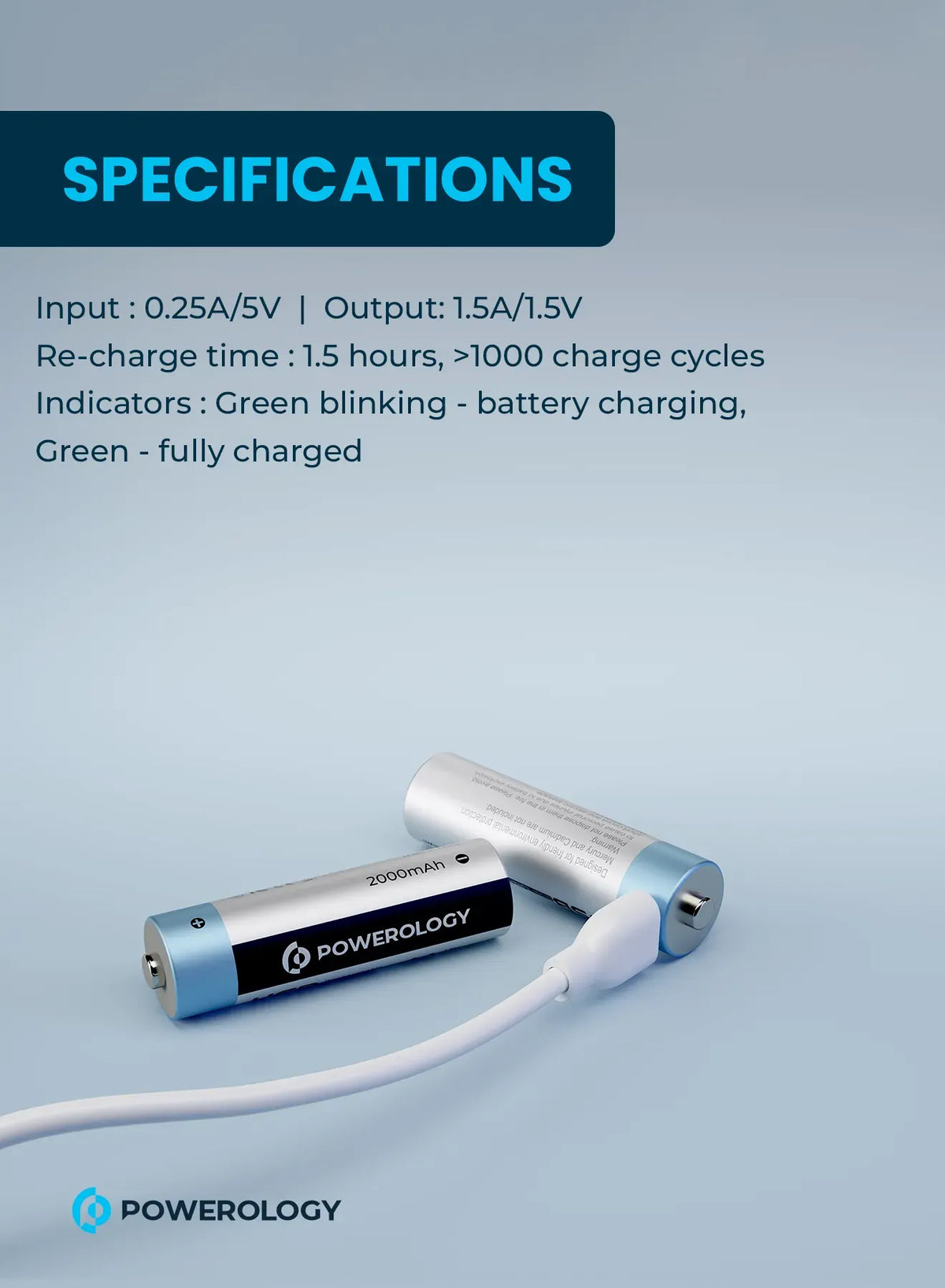 Powerology USB C Rechargeable Lithium Ion Aaa Battery – image 5