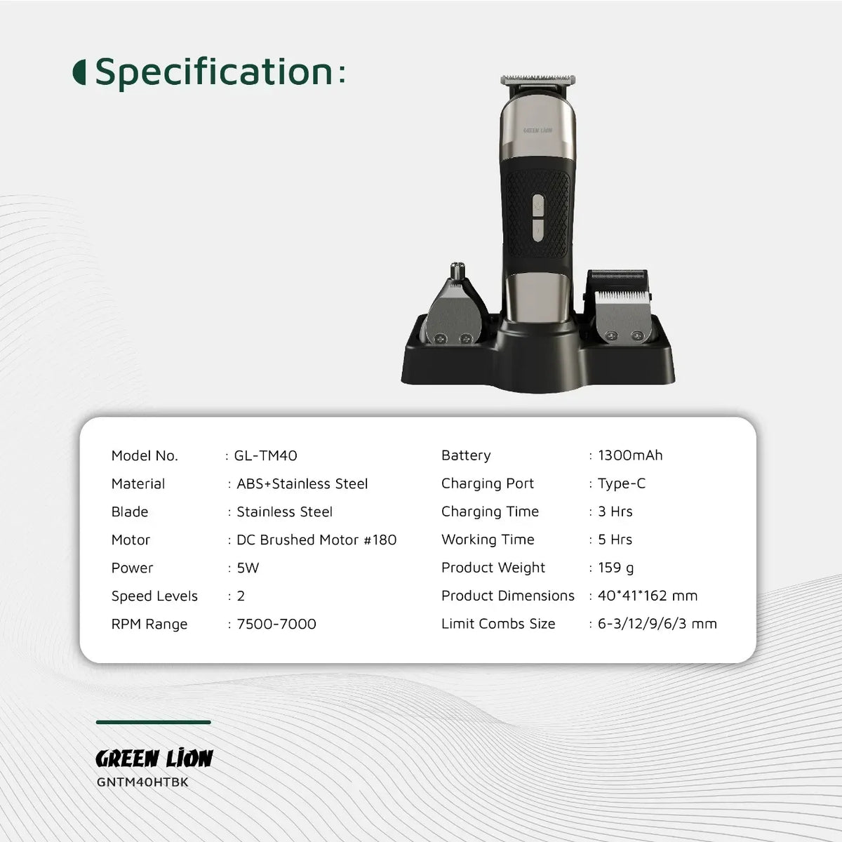 Green Lion Trim Master 5 in 1 Trimmer Black – image 12