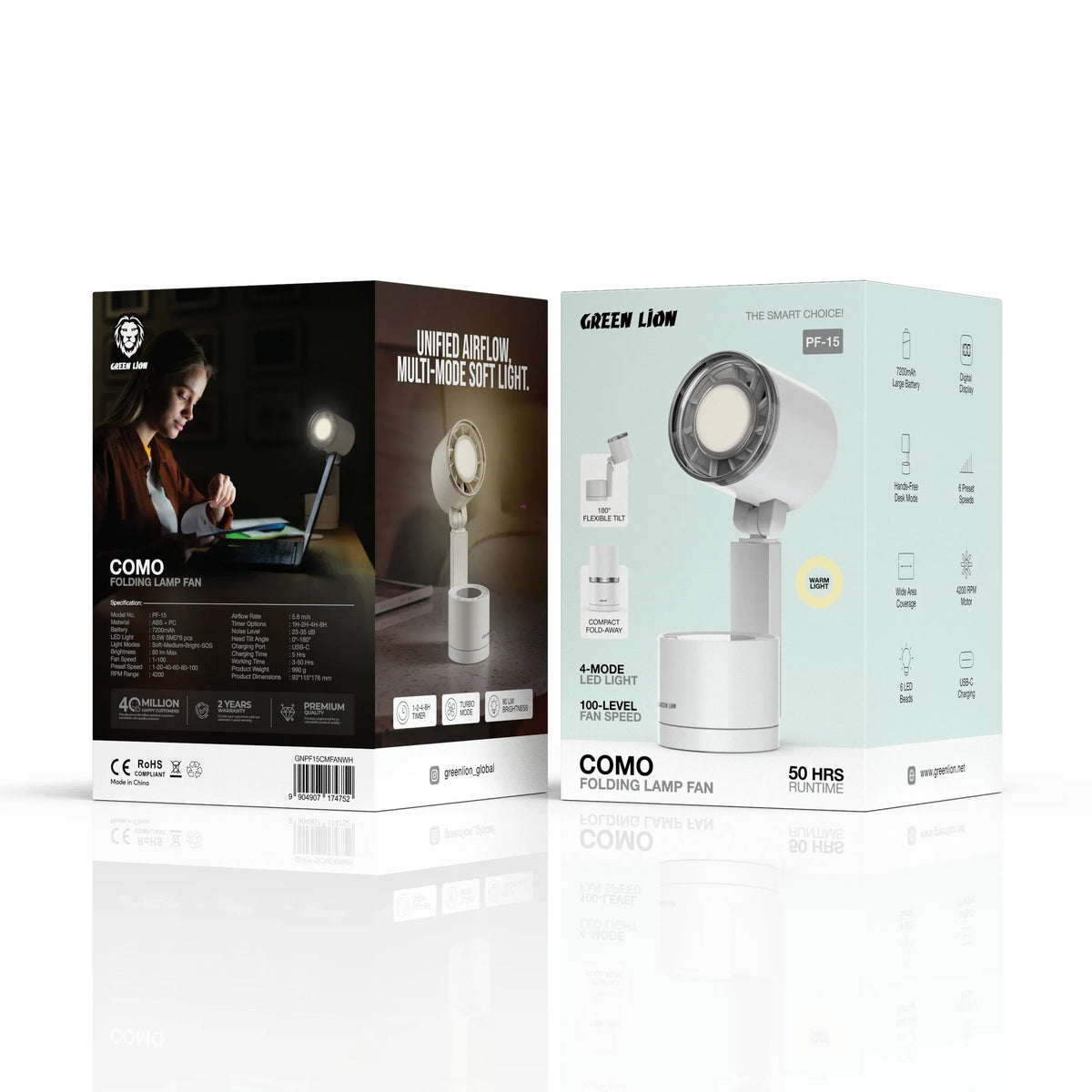 Green Lion COMOFolding Lamp Fan 7200 m Ah - White – image 2