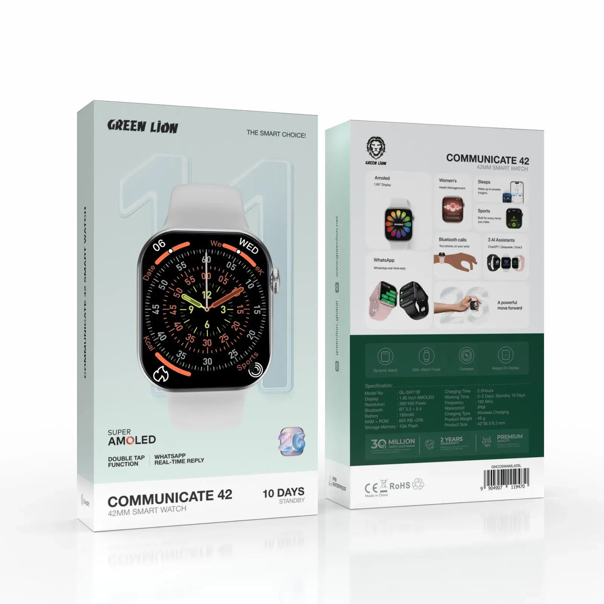 Green Lion Communicate 42 Smart Watch-42 mm - Silver