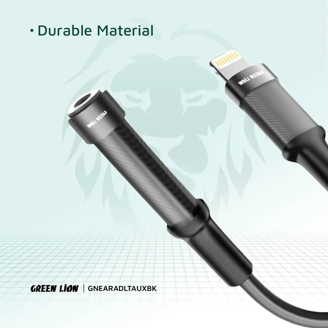 Green Lion Earphone Adapter Lightning to 3 5 Aux 12cm Black – image 6