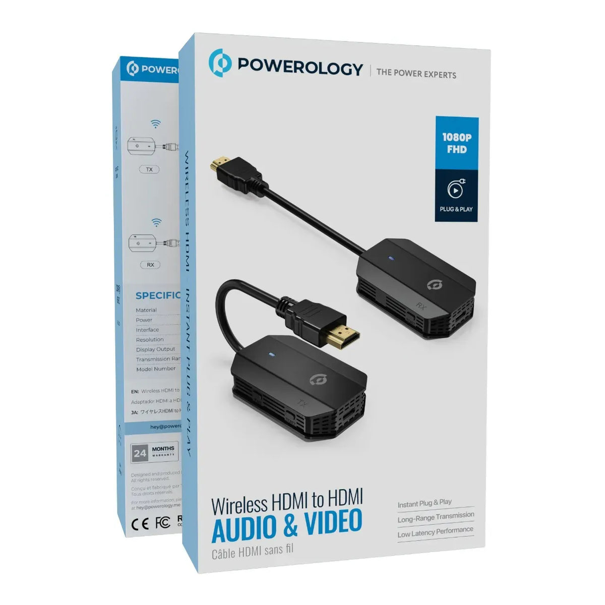 Powerology Wireless Hdmi Mirroring Adaptor Pair with USB C Cable Full HD 1080p Black – image 11