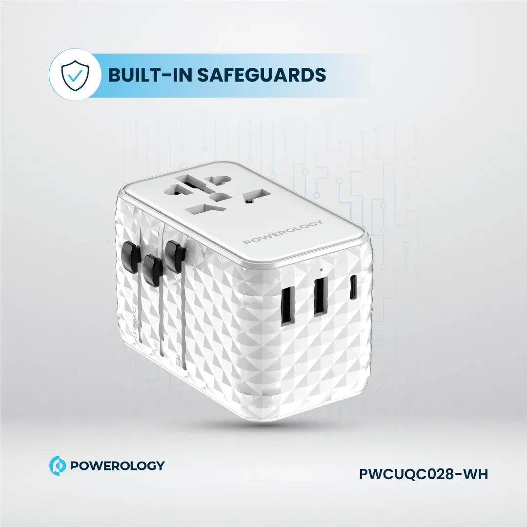 Powerology Ga N 20 W PDUniversal Adapter Retractable Type-CCable - White – image 2