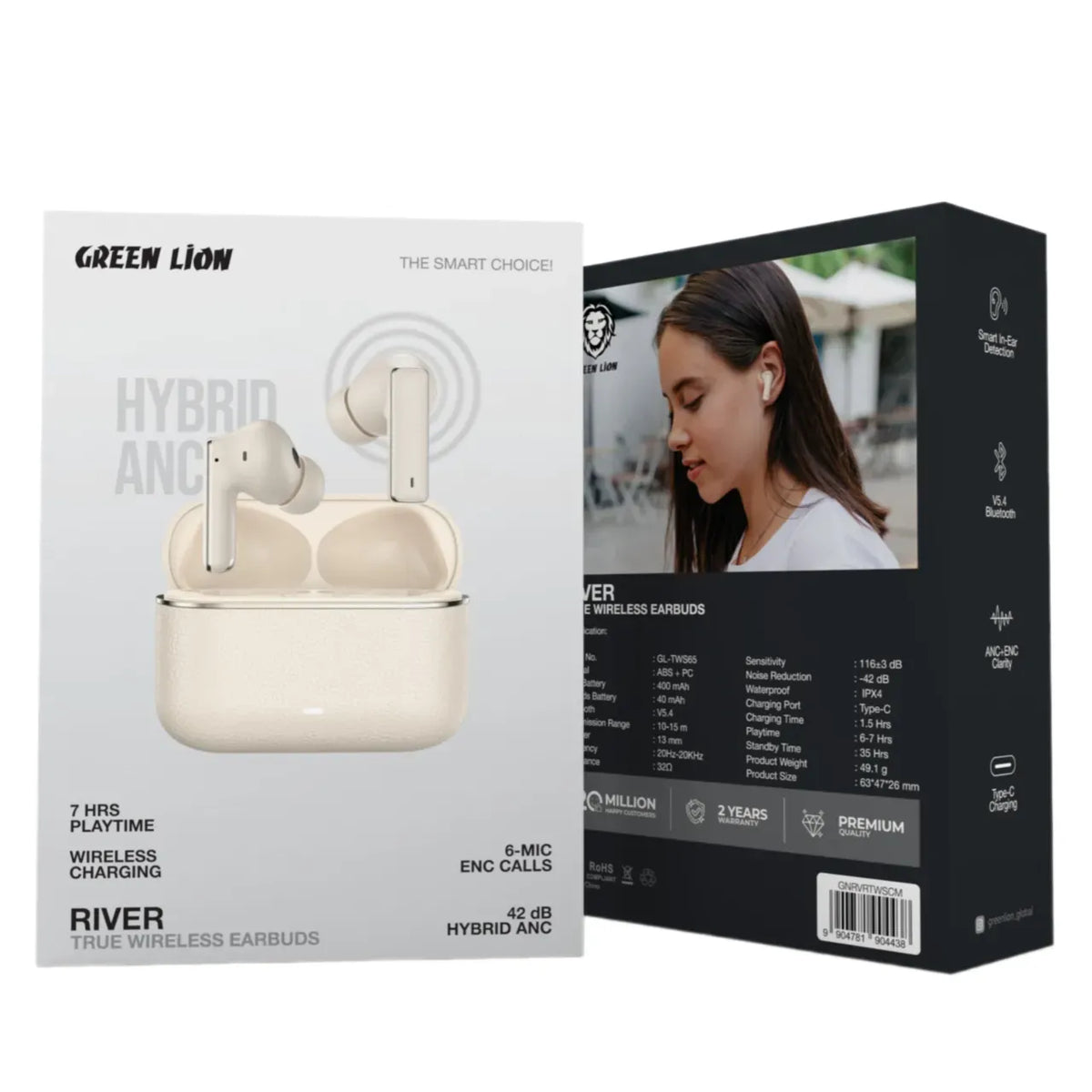 Green Lion River True Wireless Earbuds - Cream – image 3