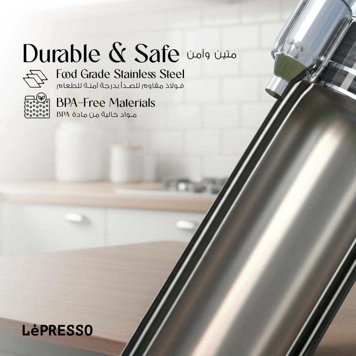 LePresso Sparkling Water Bottle Double Wall Vacuum - White – image 10