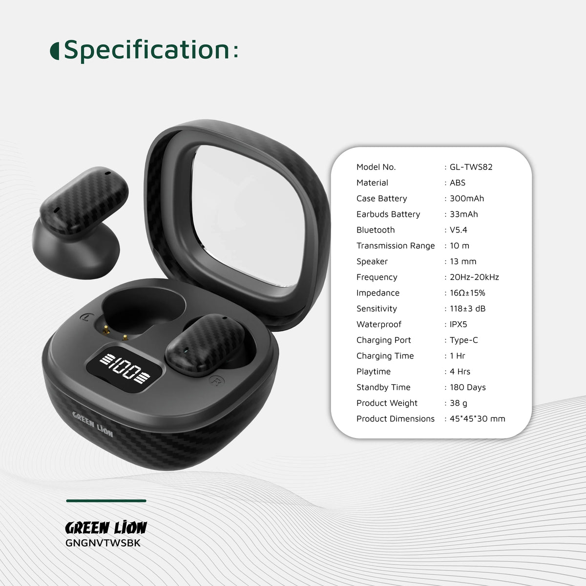 Green Lion Geneva True Wireless Earbuds Black – image 6