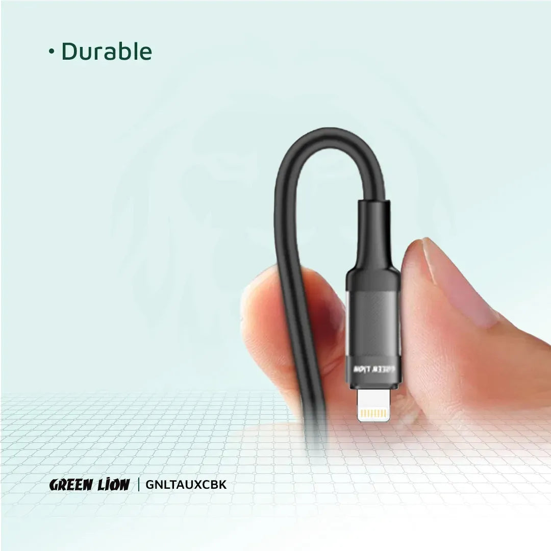 Green Lion Lightning to Aux Braided Cable 1m Black – image 8