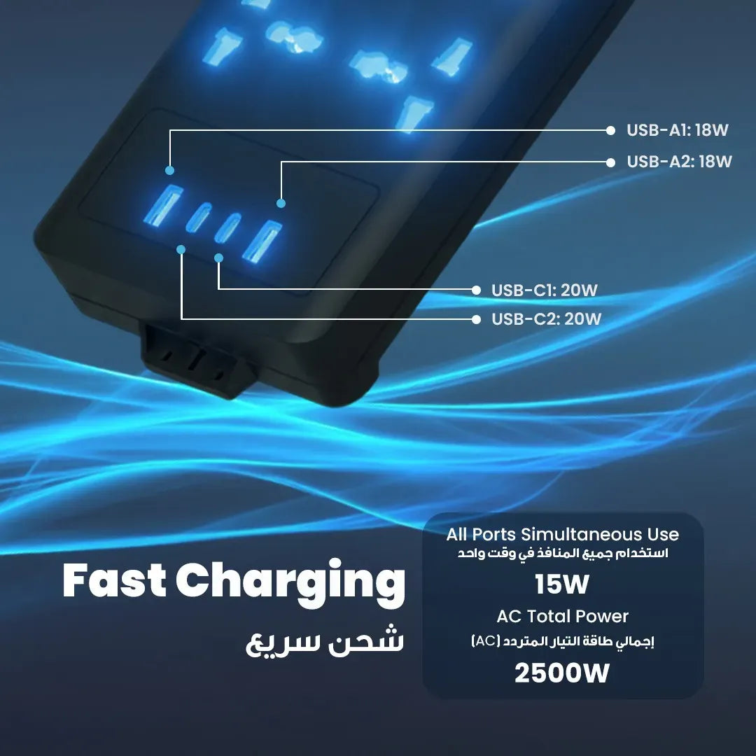 Powerology 6ac 2500w Power Strip Black – image 19