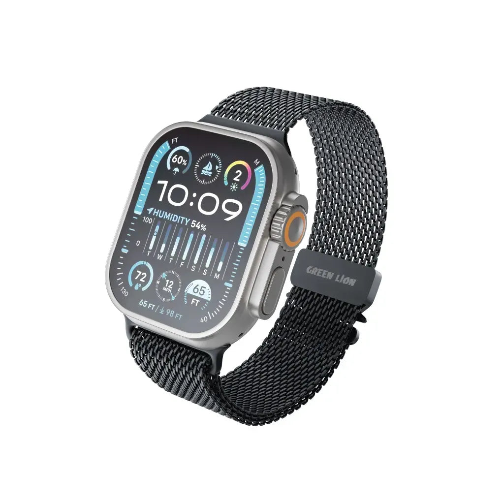 Green Lion Milanese Loop Strap Fori Watch - Black – image 3