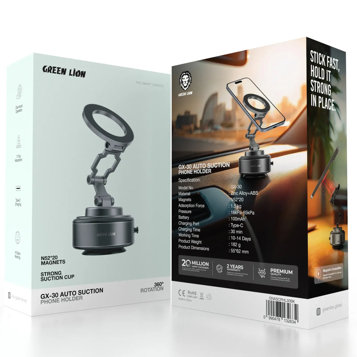 Green Lion Gx 30 Auto Suction Phone Holder Matte Black – image 6