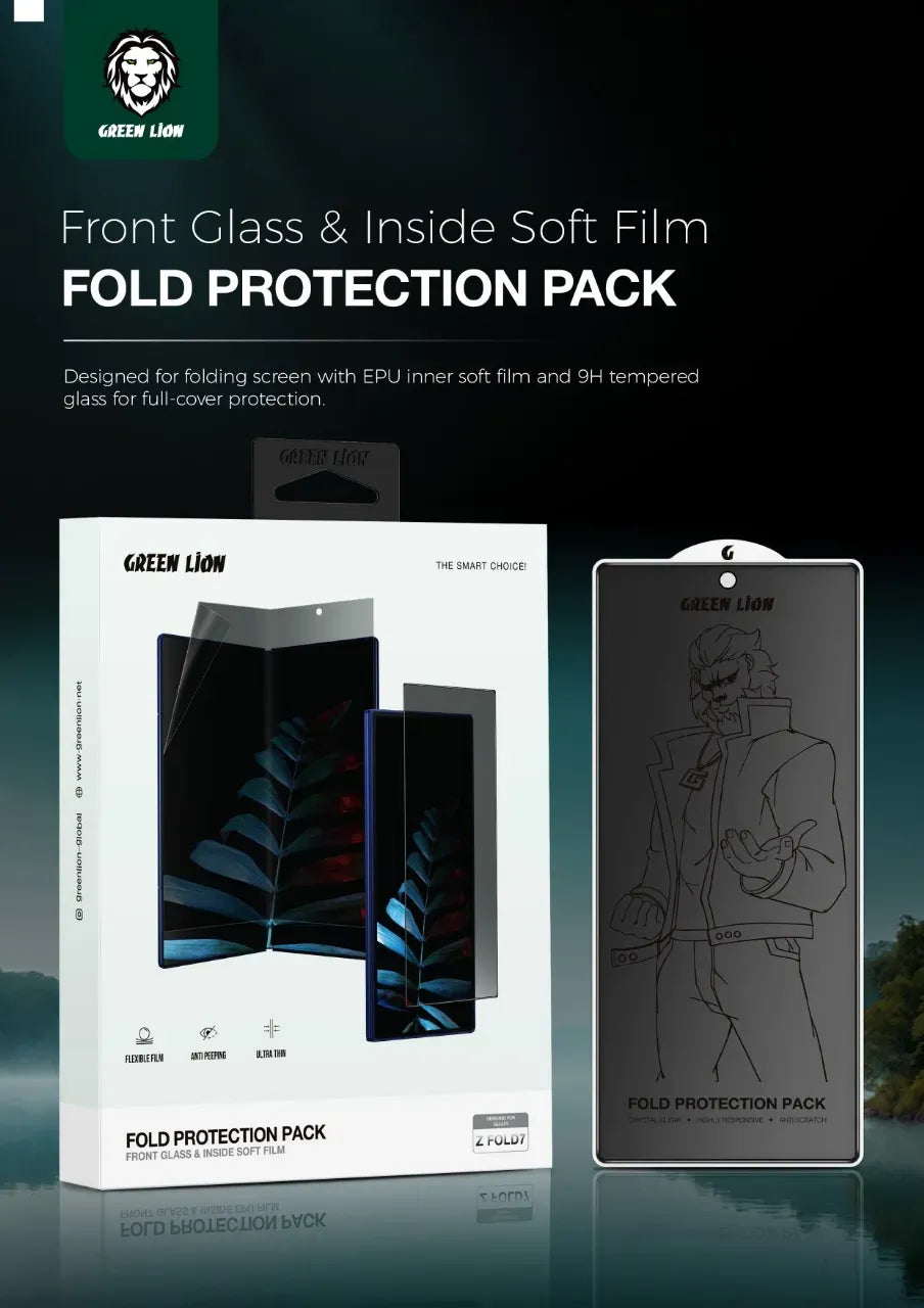 Green Lion Fold Protection Pack with Front Glass Inside Soft Film for Z Fold 7 Black – image 7