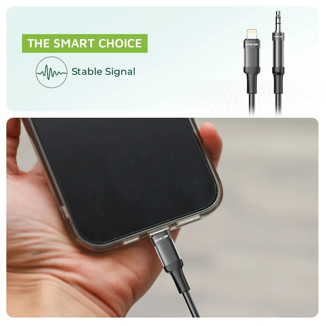 Green Lion Lightning to Aux Braided Cable 1m Black – image 7