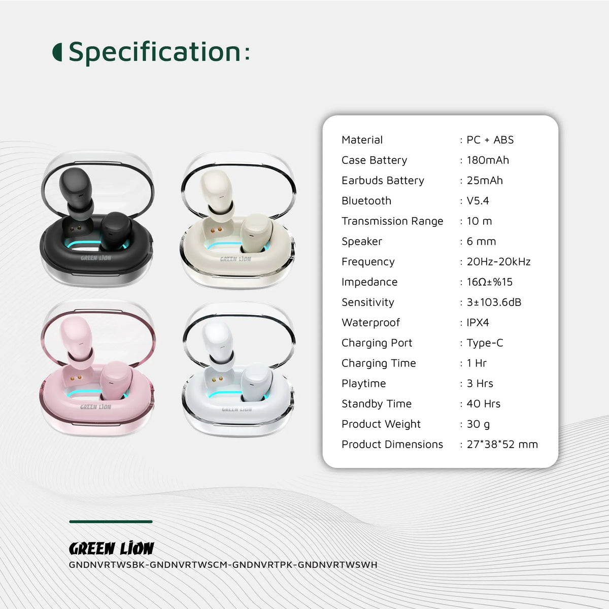 Green Lion Denver True Wireless Earbuds - White – image 5
