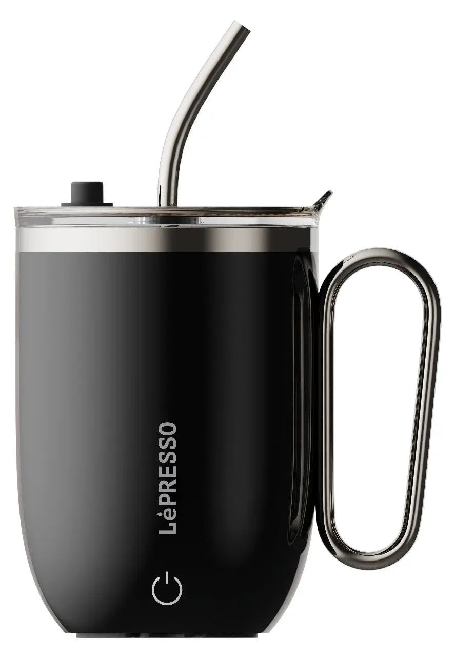 LePresso Sip Spin Magnetic Auto Stirring Mug with Touch Button - Black – image 2