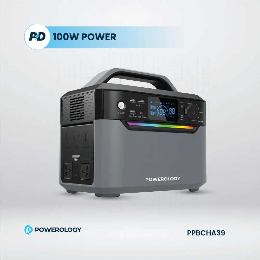 Powerology 120000mAh Portable Power Generator Fast Charging 384wh 600w Black – image 5