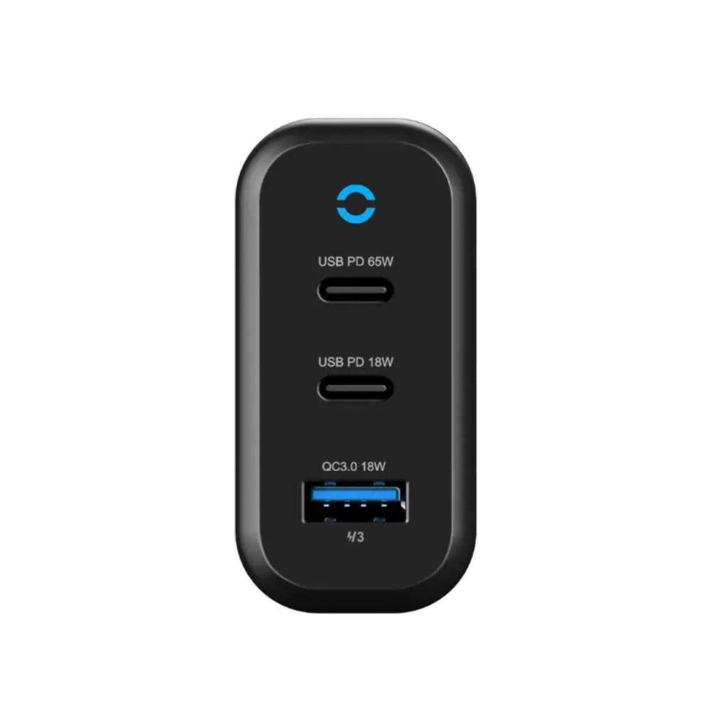 Powerology 3-Output 65 W PDGa N Charger with Quick Charge USB-A (EU) - Black – image 3