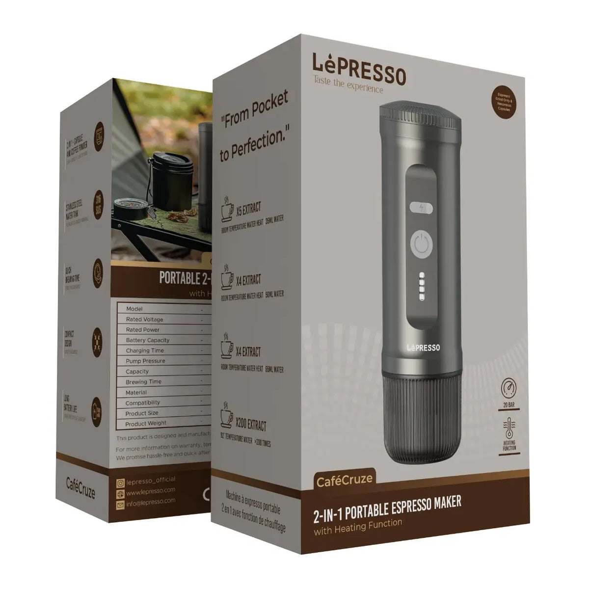 LePresso Portable 2-IN-1 Espresso Maker - Gray – image 2