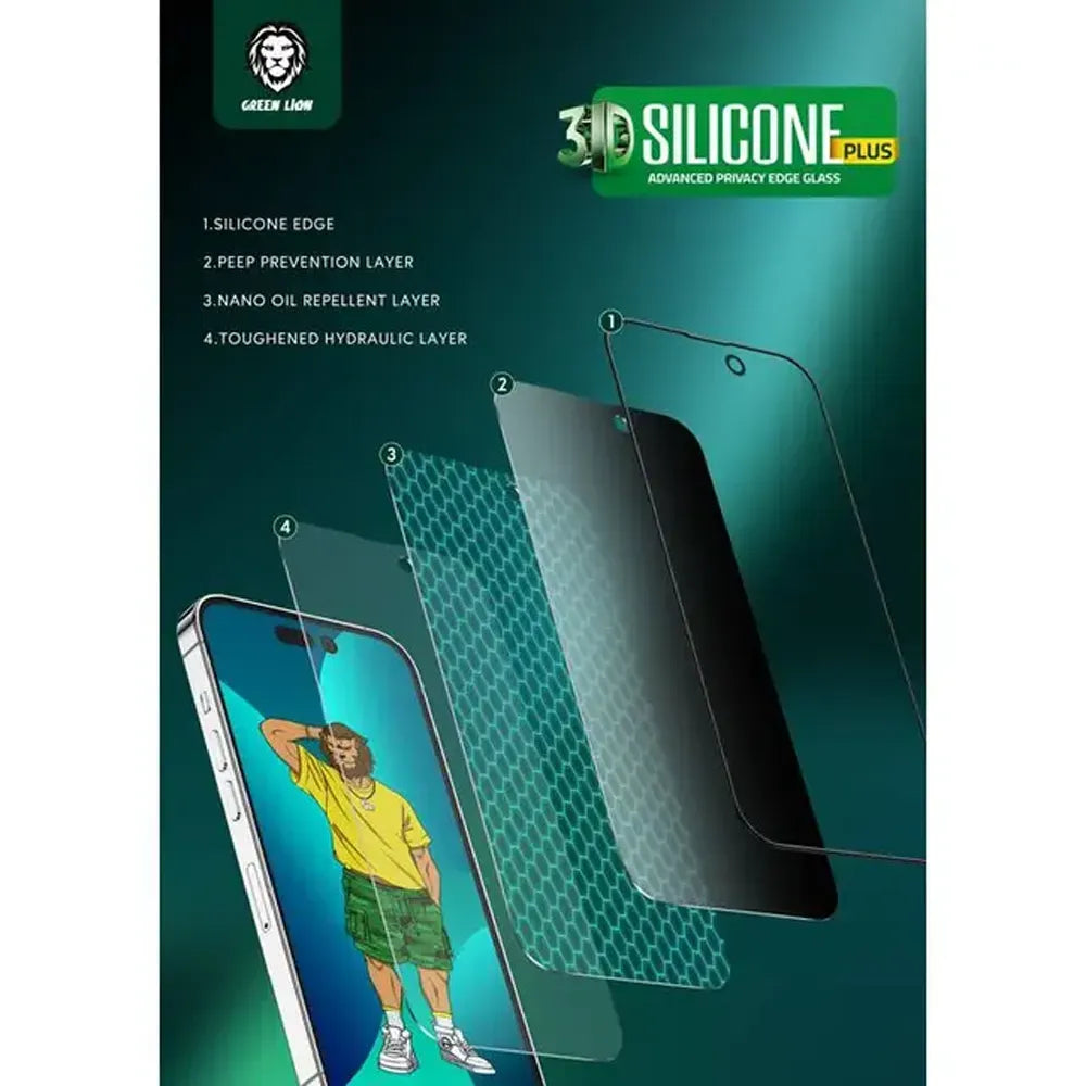 Green Lion 3 DSilicone Plus Screen Protector - Black Edge/Privacy – image 7