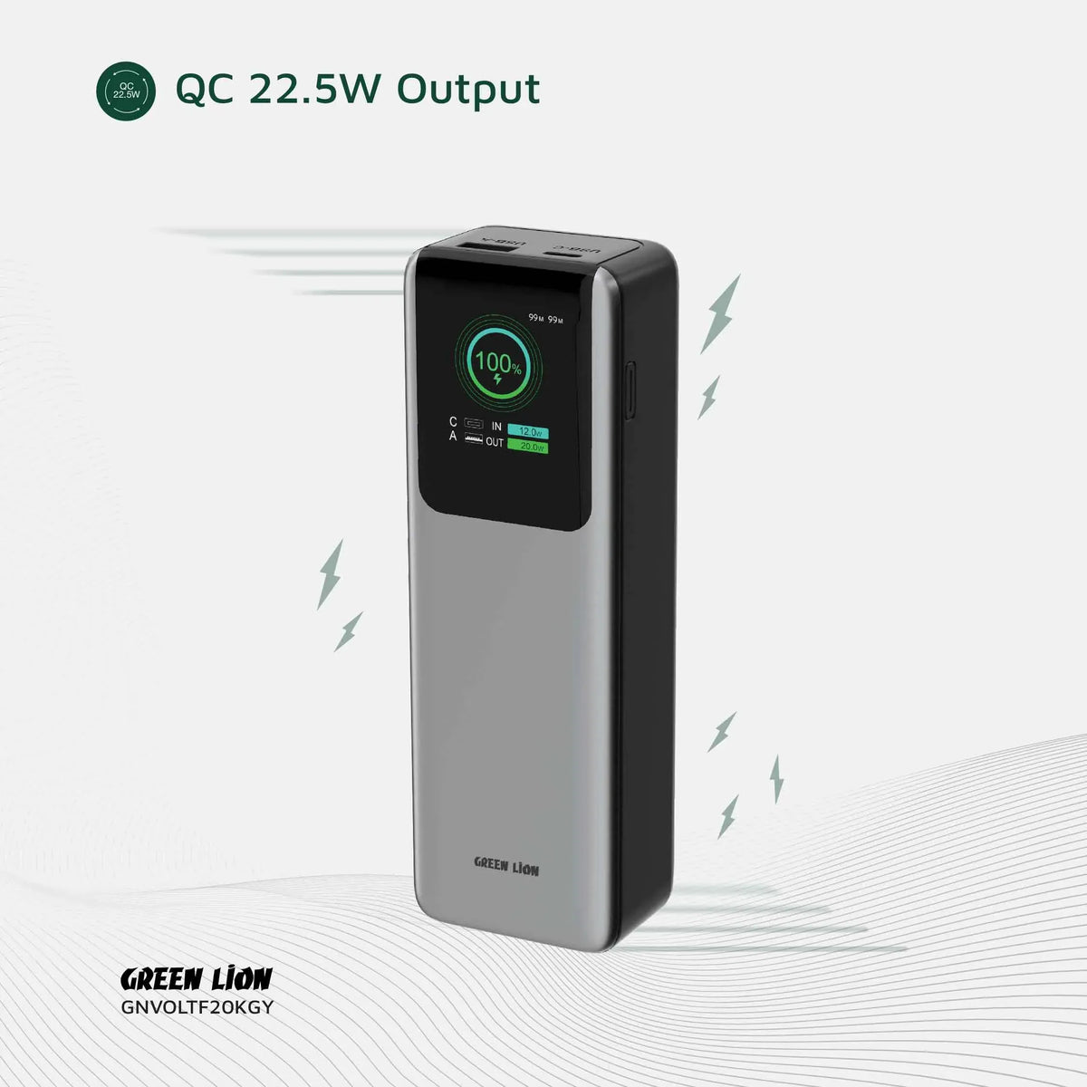 Green Lion Voltura 20000mAh Power Bank Pd100w Grey – image 4