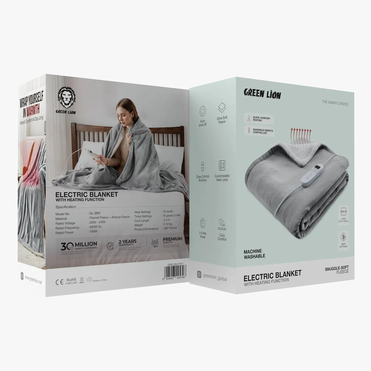 Green Lion Electric Blanket with Heating Function Gray – image 2