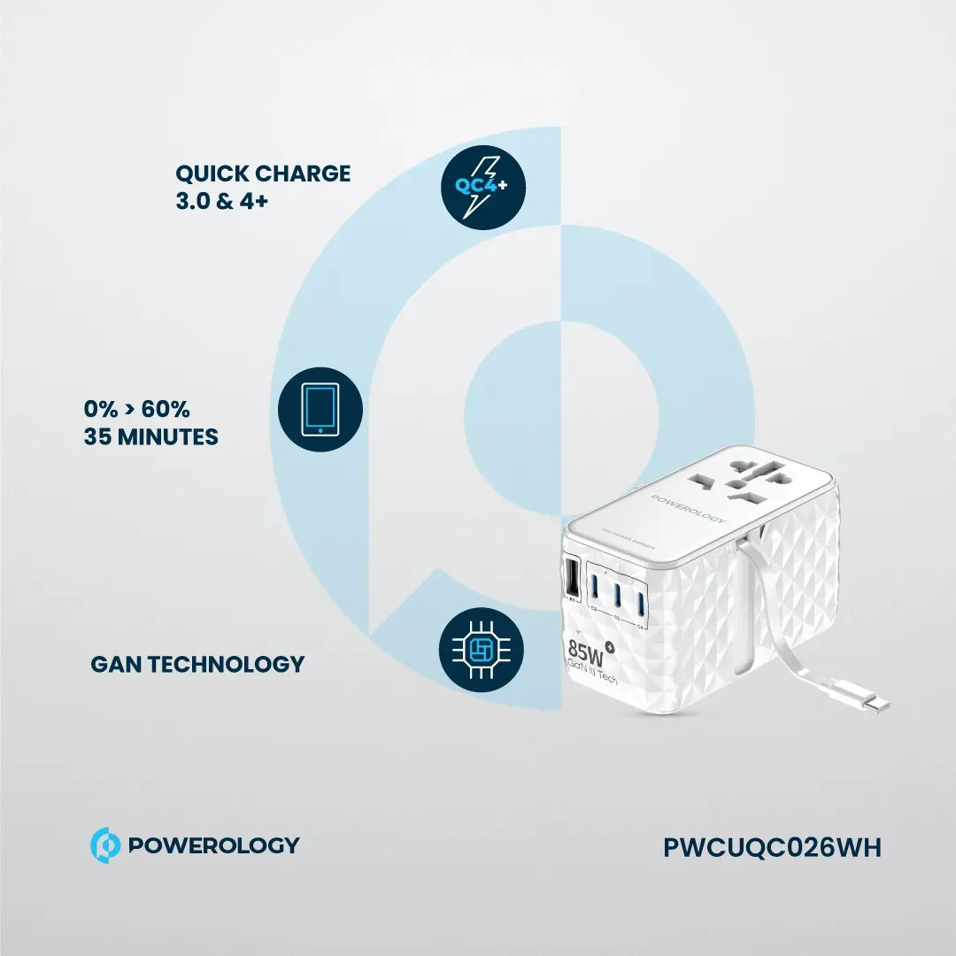 Powerology 85 W Super Charger Retractable Type-CCable - White – image 4