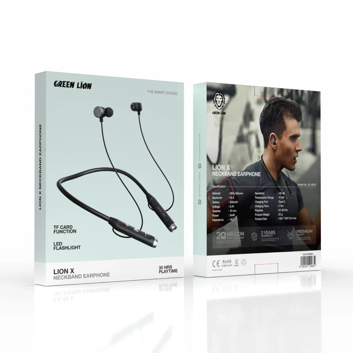 Green Lion X Neckband Earphone Black – image 3