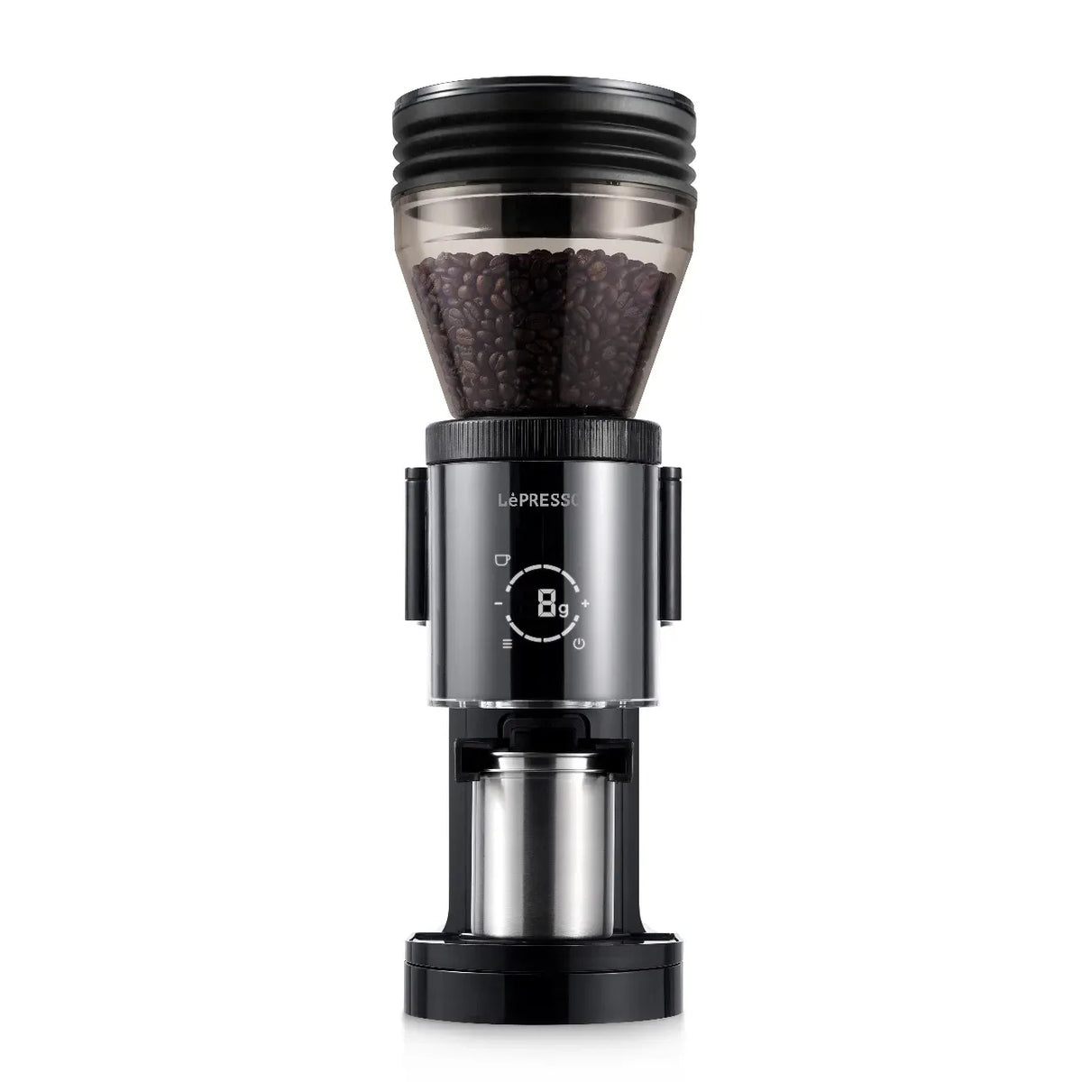 LePresso Grindeur Conical Burr Grinder with Digital Weight Control Black – image 2