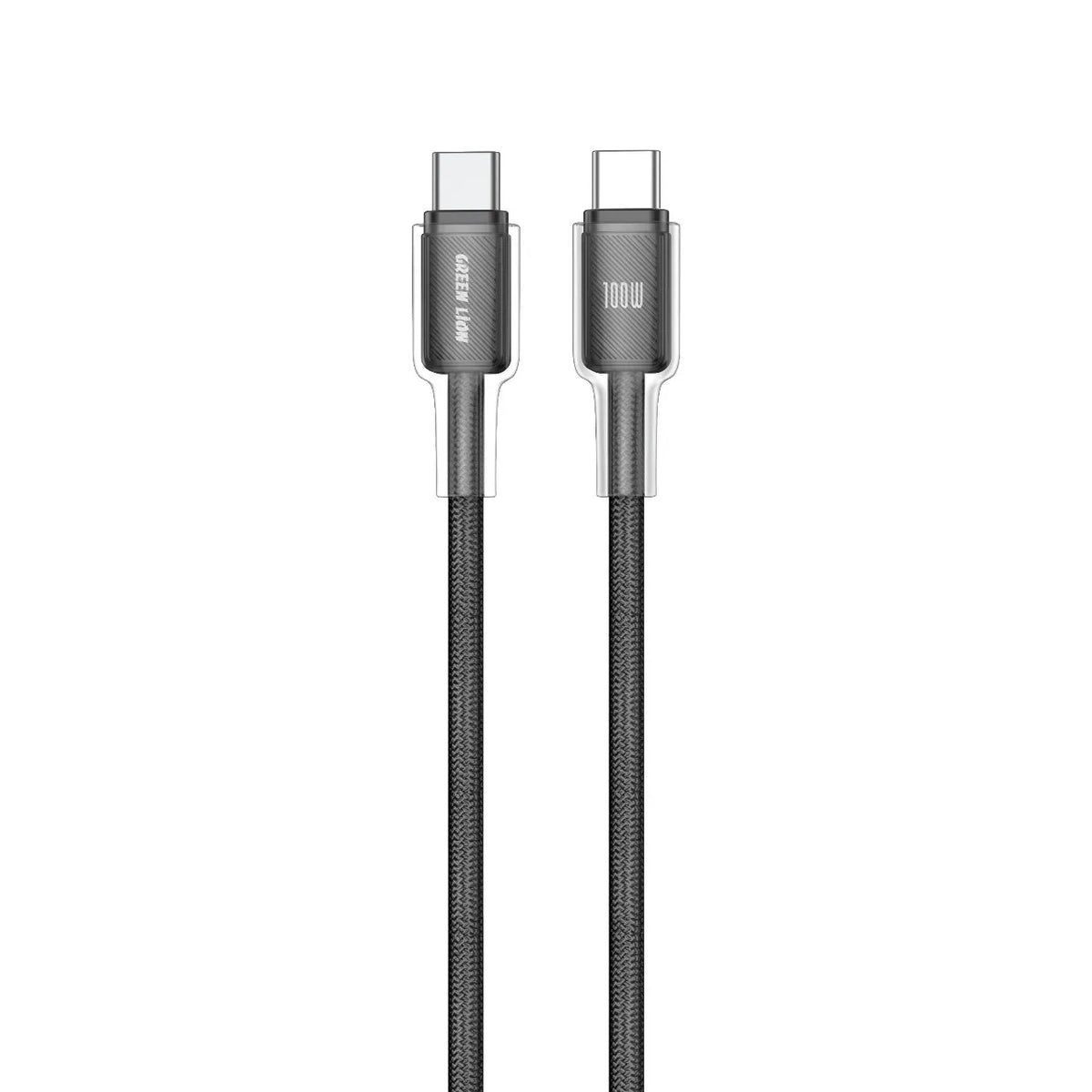 Green Lion USB C to USB C Transparent Pc Casing 1m Braided Cable PD 100w Black – image 3