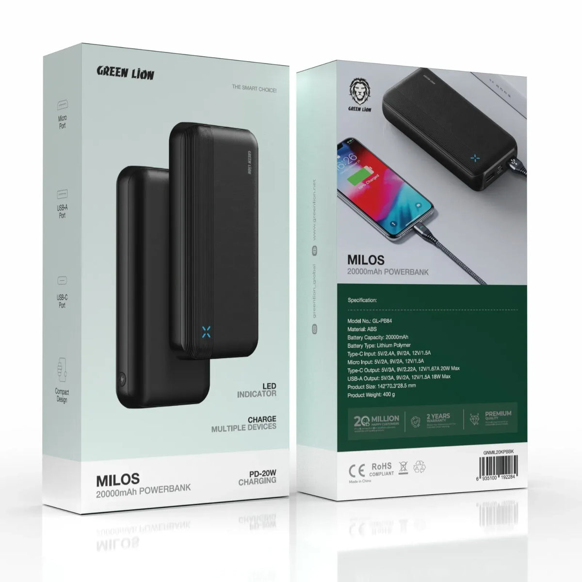 Green Lion Milos 20000mAh Power Bank Black – image 3