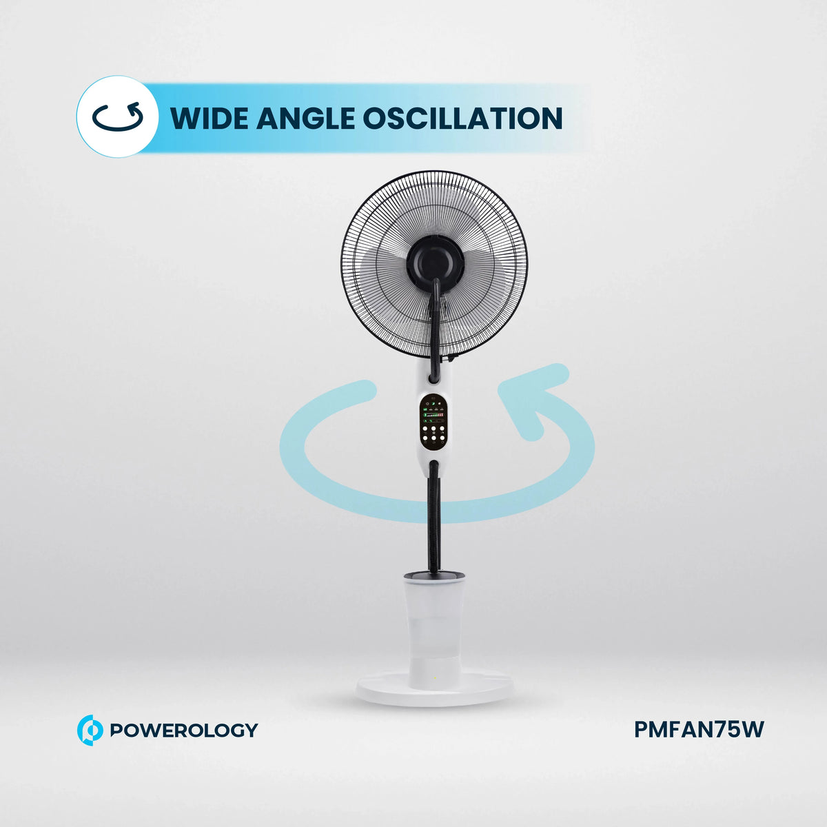 Powerology Tilt Oscillating Fan Mist Spray Humidifier Black – image 11