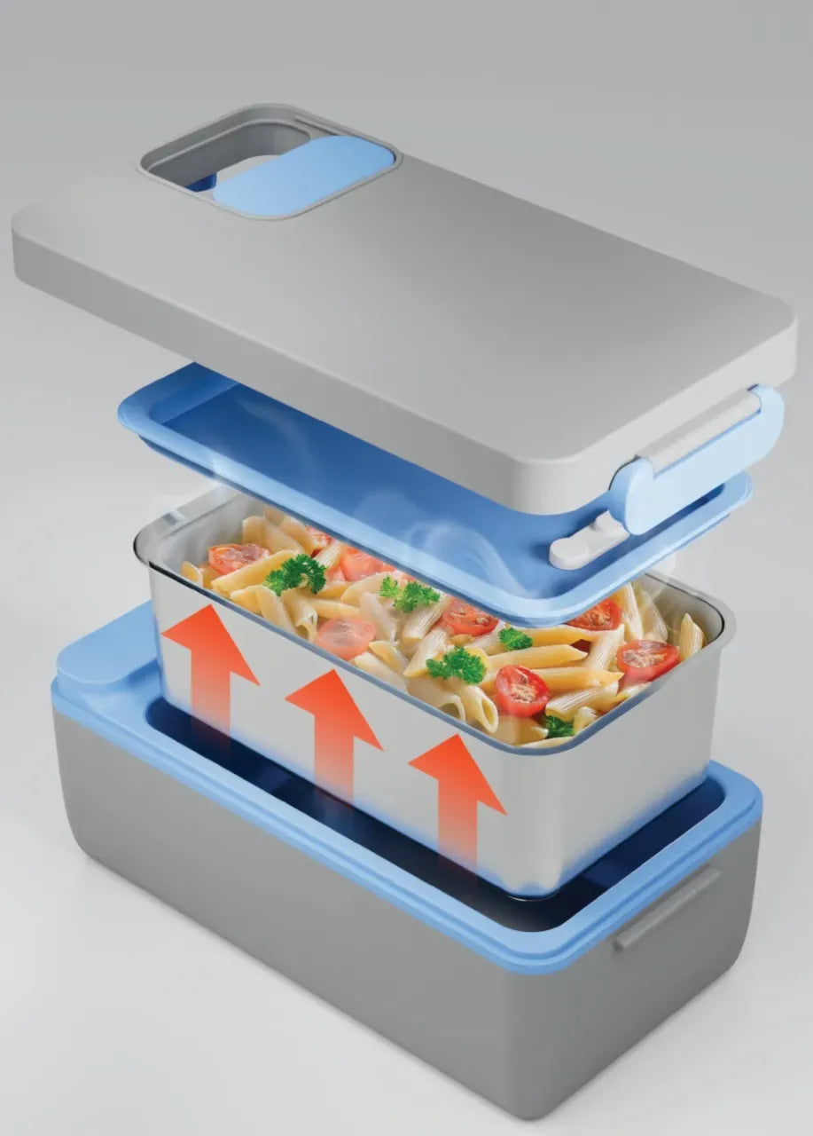 Powerology Lumo Portable Heated Lunch Box Gray Blue – image 3