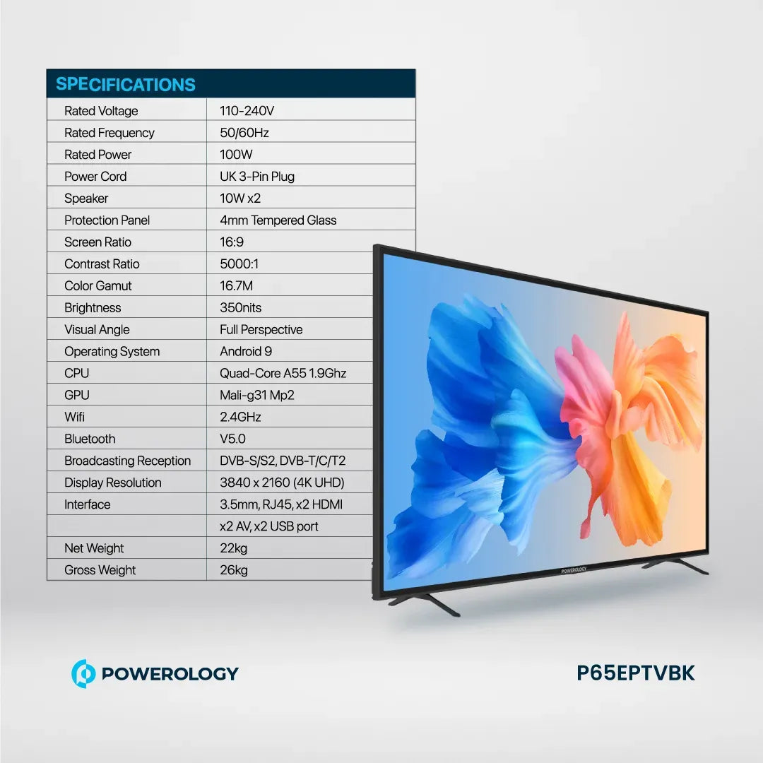 Powerology Break Proof Android Smart TV 65 Black – image 14