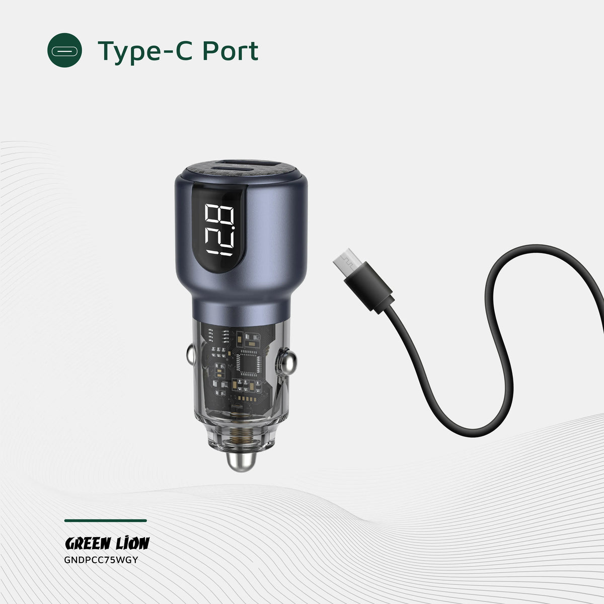 Green Lion Dual Port Car Charger PD+QC 75 W - Grey – image 10