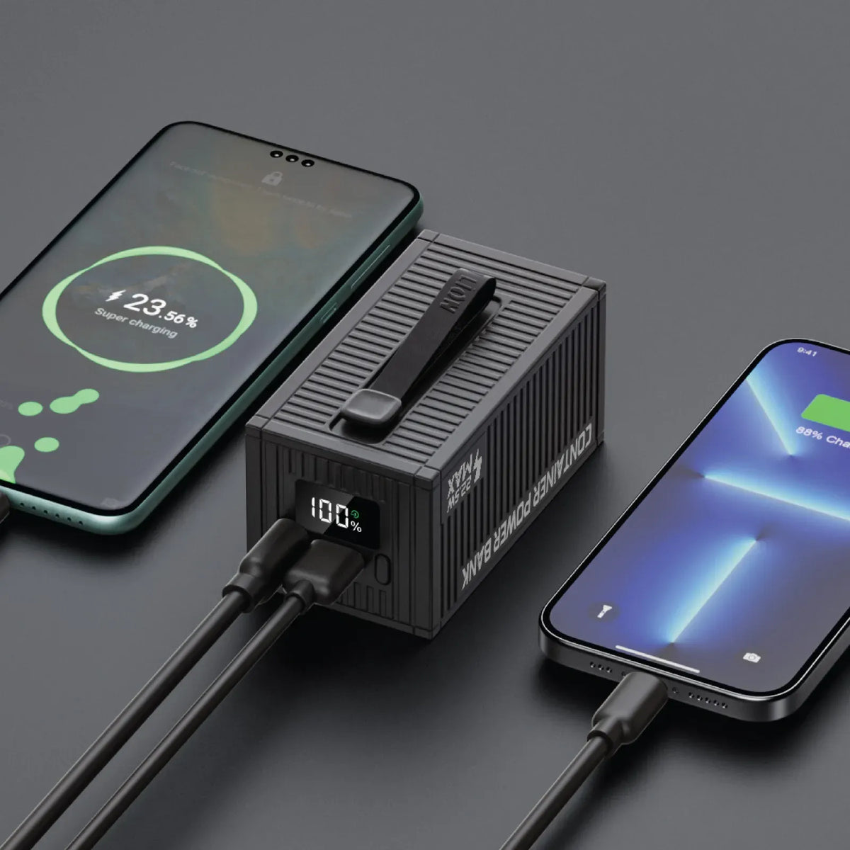 Green Lion Container 20000 m Ah Power Bank PD 20 W-Include 4 in 1 Charging Cable - Black – image 4