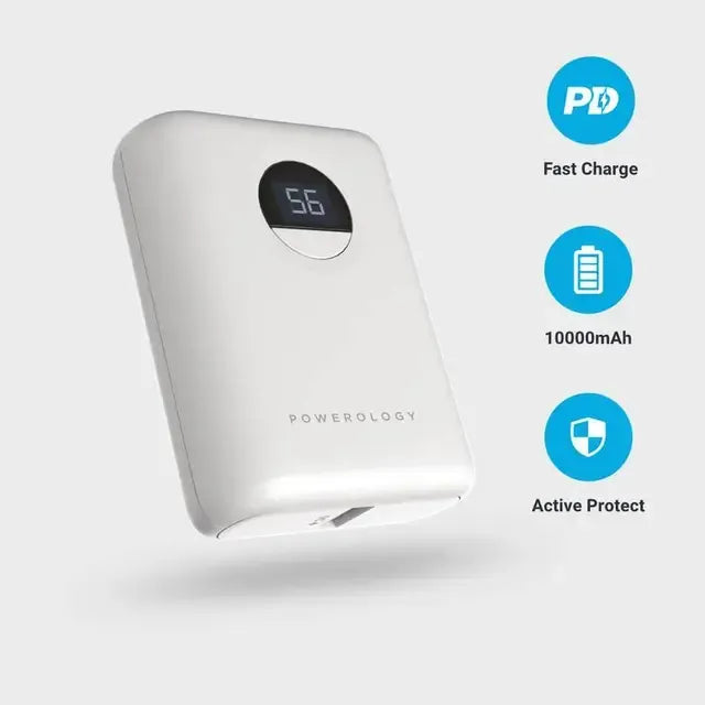 Powerology 10000 m Ah Ultra-Compact Power Bank 20 W PD&QC 3.0 USB-A and USB-C - White – image 14