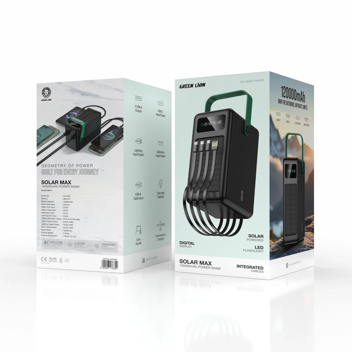 Green Lion Solar Max 120000mAh Power Bank Black – image 5