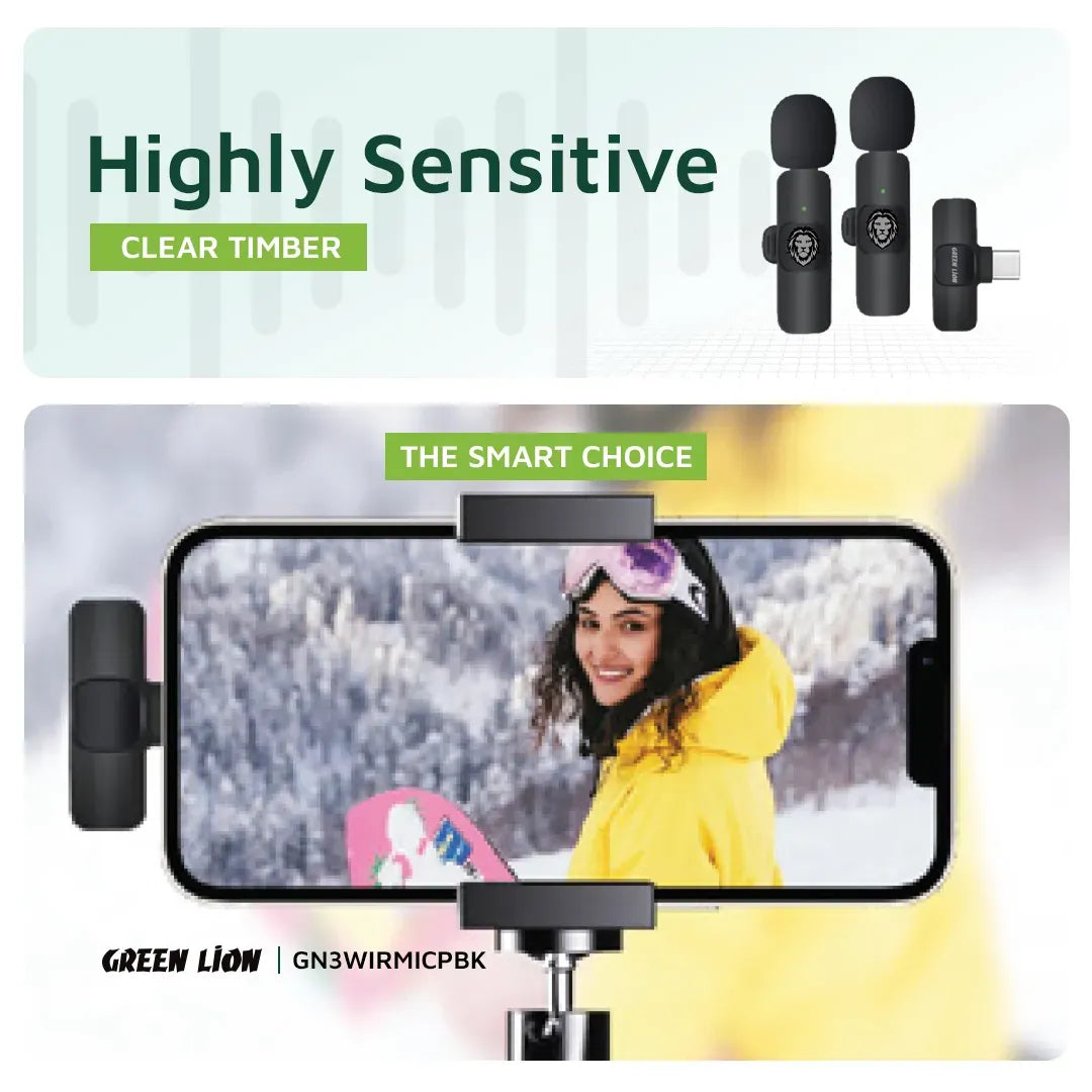 Green Lion 3 in 1 Wireless Microphone Black – image 10