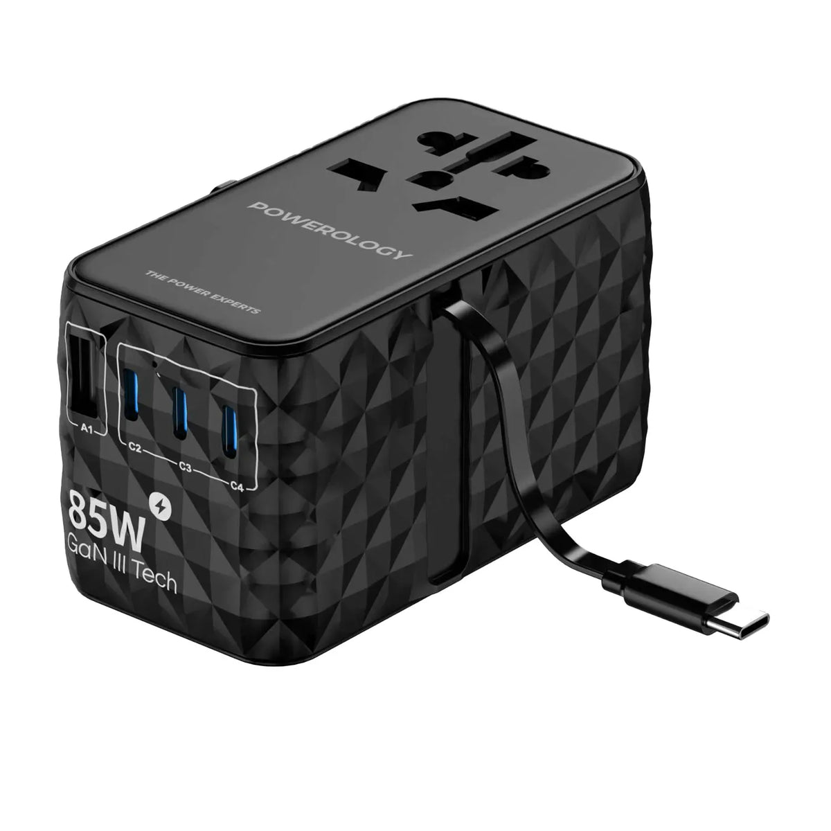 Powerology Universal Ga N 85 W Super Charger Retractable Type-C Cable - Black – image 14