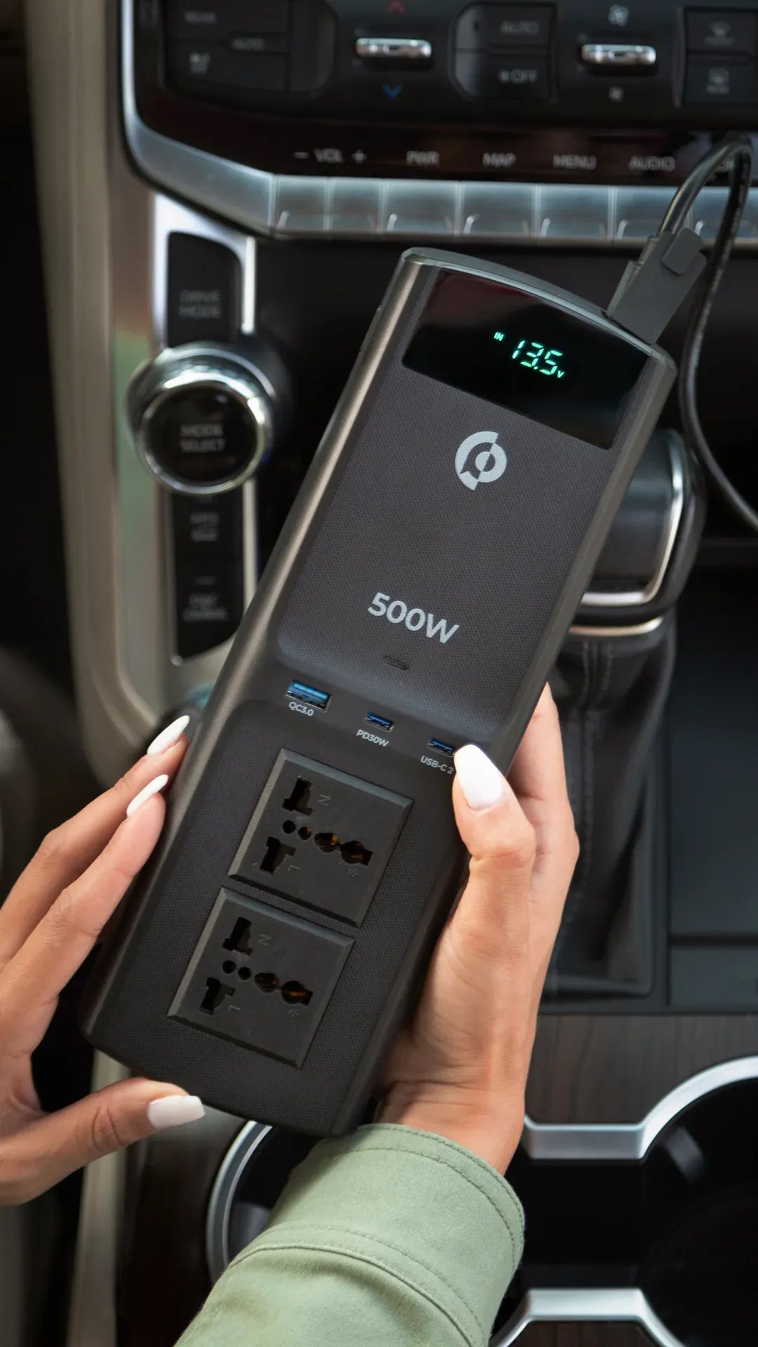 Powerology 500 W Universal Multi-Port Car Inverter With Dual USB-C Output - Black – image 6