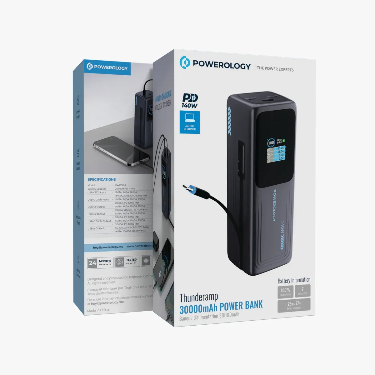 Powerology Thunderamp 30000mAh Power Bank Gray – image 2