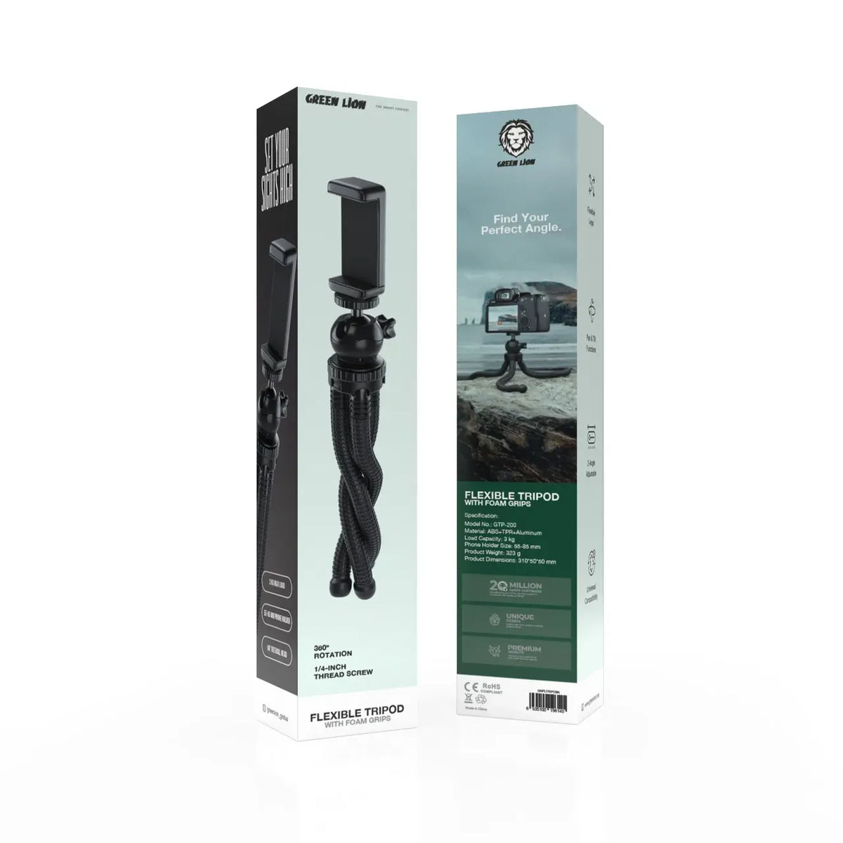 Green Lion Flexible Tripod with Foam Grips Black – image 2