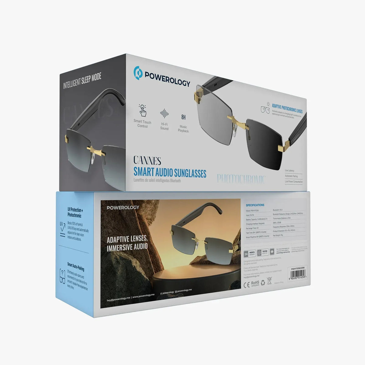 Powerology Cannes Smart Audio Sunglasses Gold Black – image 4